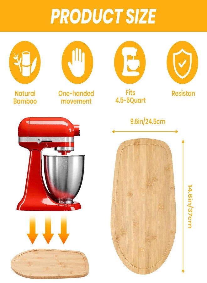 COOBL Bamboo Slider for KitchenAid 4.5-5 Qt Tilt Head Stand Mixer,Appliance Sliding Mat, Kitchen Countertop Storage Accessories Mixer Moving Tray Board Attachments - Image 5